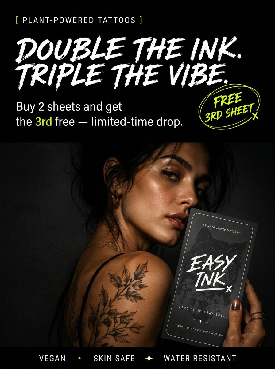 Double the ink. Triple the vibe. Buy 2 sheets, get the 3rd free.